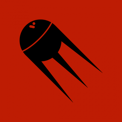 COMMIES LOGO ON RED BACKGROUND